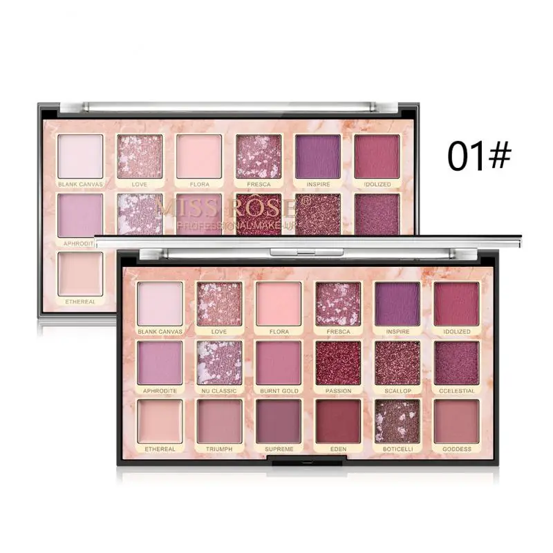 MISS ROSE 18 Цвет открытые блестящие матовые тени для век Палитра Водонепроницаемый Матовая жидкая губная дымчатый для палитры теней для век Косметика TSLM2