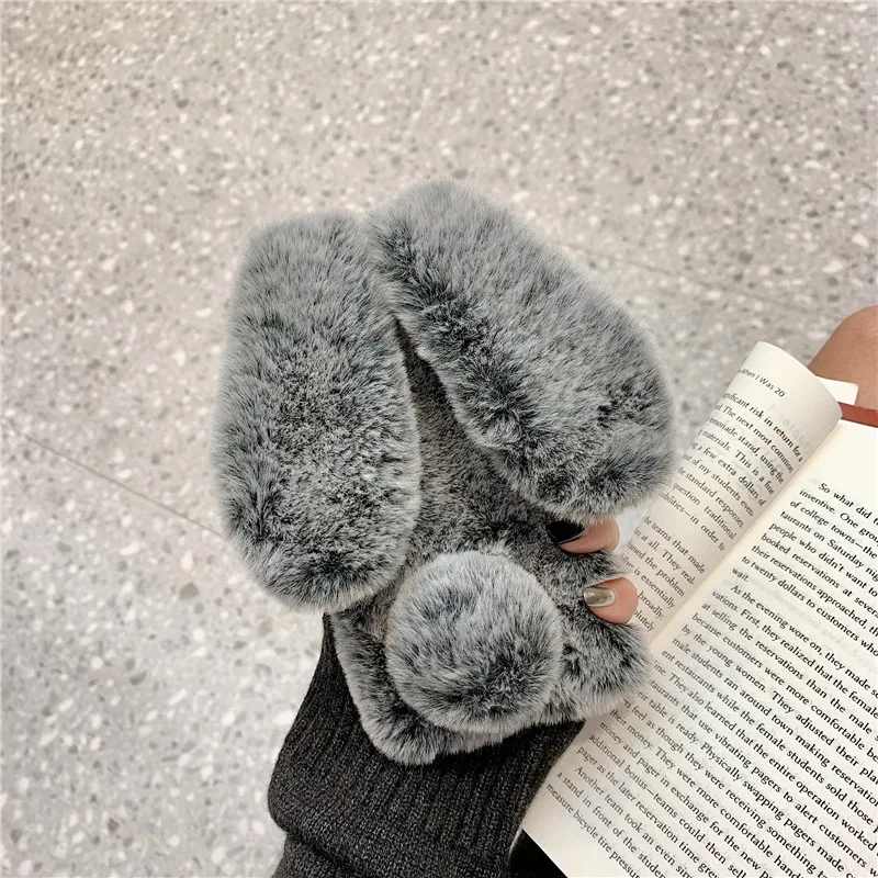 Чехол из кроличьего меха с ремешком через плечо для Huawei P Smart 2021 2020 2019 Plus Pro Y7A