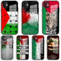 palestine flag soft glass silicone case for iphone 13 12 11 pro x xs max xr 8 7 6 plus se 2020 s mini balck cover