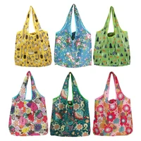 environmentally friendly portable foldable shopping bag ladies flower fruit vegetable grocery bag flower cloth square bag