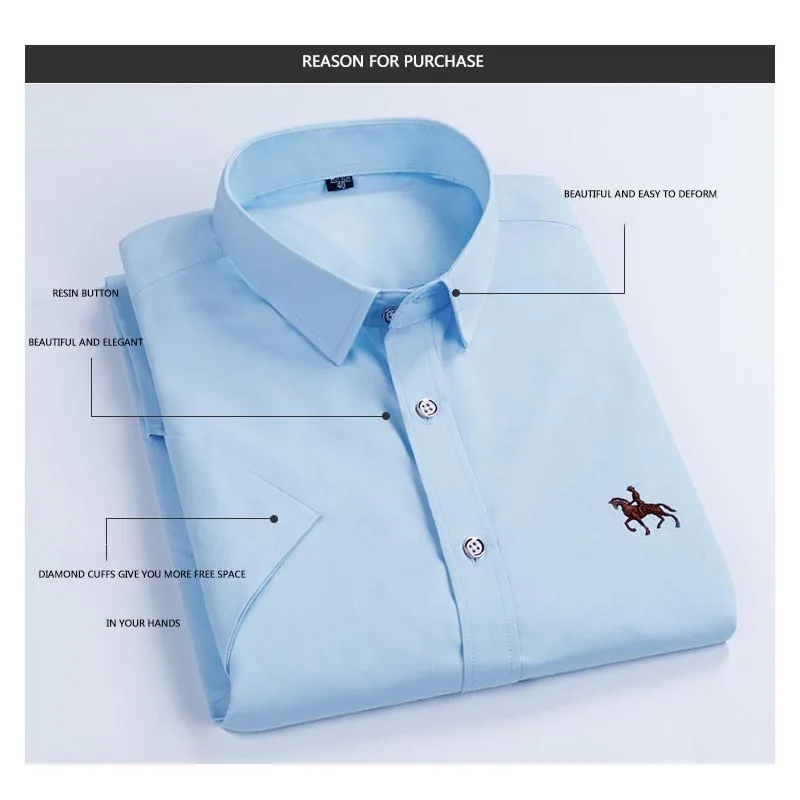 Рубашка мужская с принтом Классическая деловая короткими рукавами пряжка