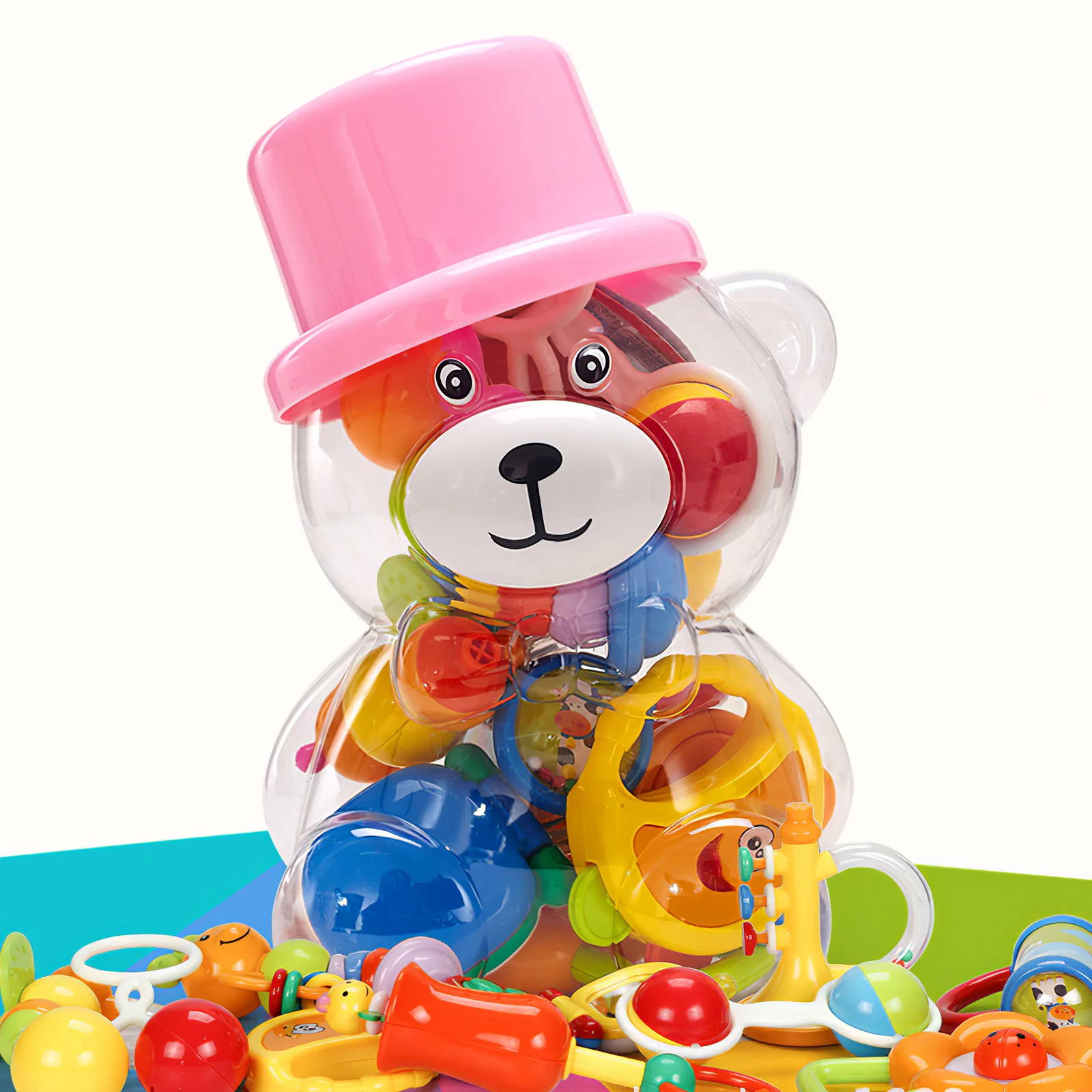 

Multifunctional Baby Rattle Teething Toy Set Educational Shaker And Spin Rattle Toys Multi-Color Rattle Teether Plaything Set