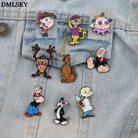 dmlsky cartoon monster pin metal enamel pins and brooches for fashion lapel pin backpack bags badge kids gifts m4348