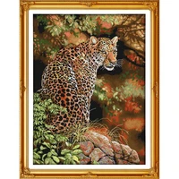 animal pattern cheetah cross stitch kit 14ct 11ct count printing canvas embroidery diy needlework sewing set home decoration