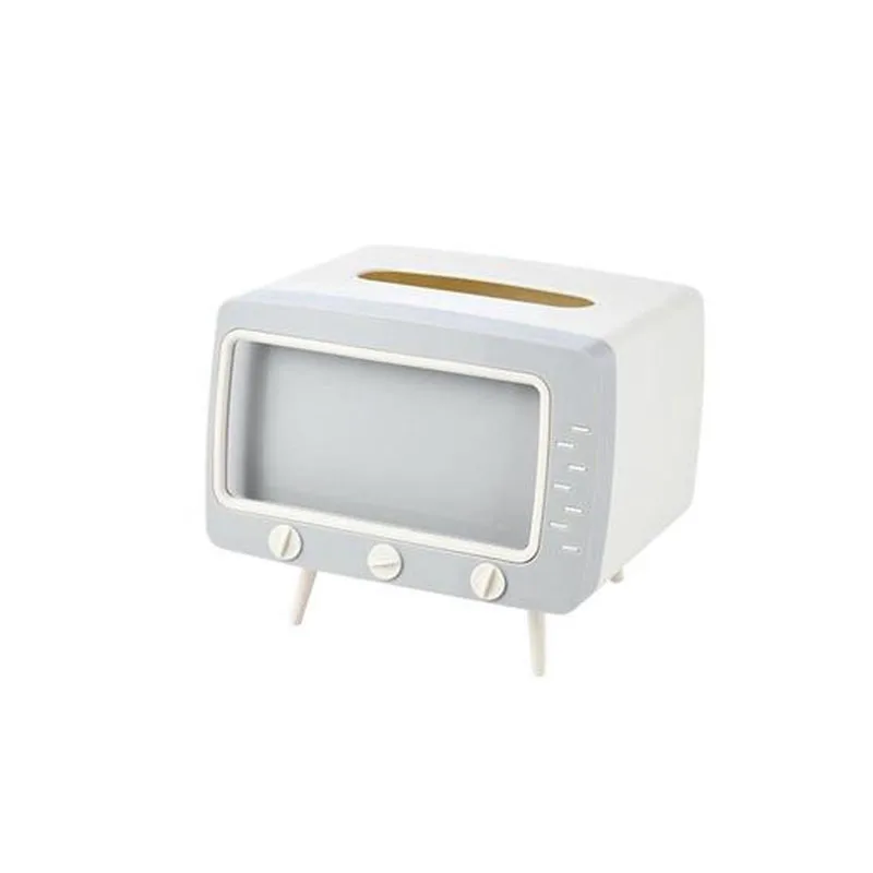 

New TV Tissue Box Desktop Paper Holder Dispenser Storage Napkin Case Organizer with Mobile Phone Holder