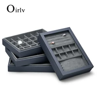 oirl new high end leather microfiber dark gray jewelry storage box jewelry necklace pendant bracelet storage display box