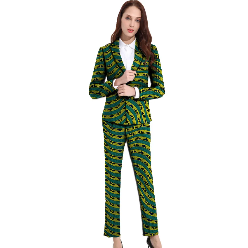 

African fashion women's suits casual Ankara print slim fit blazers with trousers Ankara outfits plus size