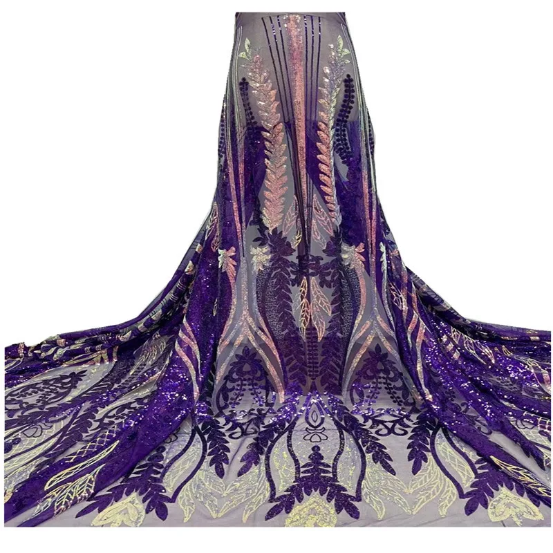 

Sequined African Fabric Tulle French Lace Fabric High Quality Nigerian Fabric For Women Wedding Party JY-110