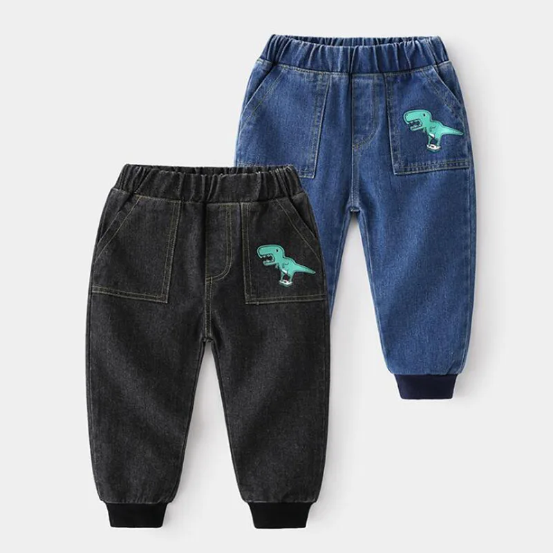 

Повседневные ковбойские детские брюки для мальчиков с мультяшным динозавром, детские брюки, демисезонные свободные детские брюки для маль...