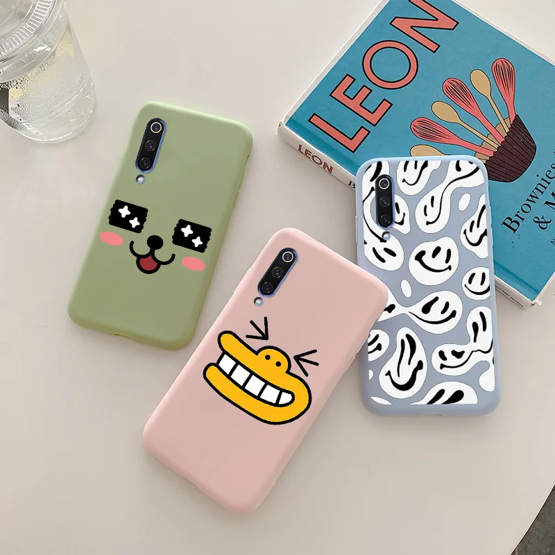 

Cute Funny Face Case For Xiaomi Mi 9 Case Silicone TPU Soft Shell For Xiaomi MI 9 SE Pro Lite Candy Painted Phone Cover