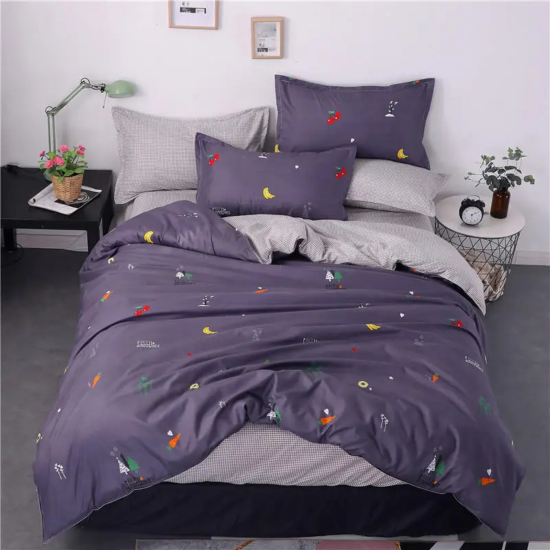 3pcs Dark Purple Background And Small Moon Spread Printed Bedding Set Single/Twin/Queen/King Size | Дом и сад