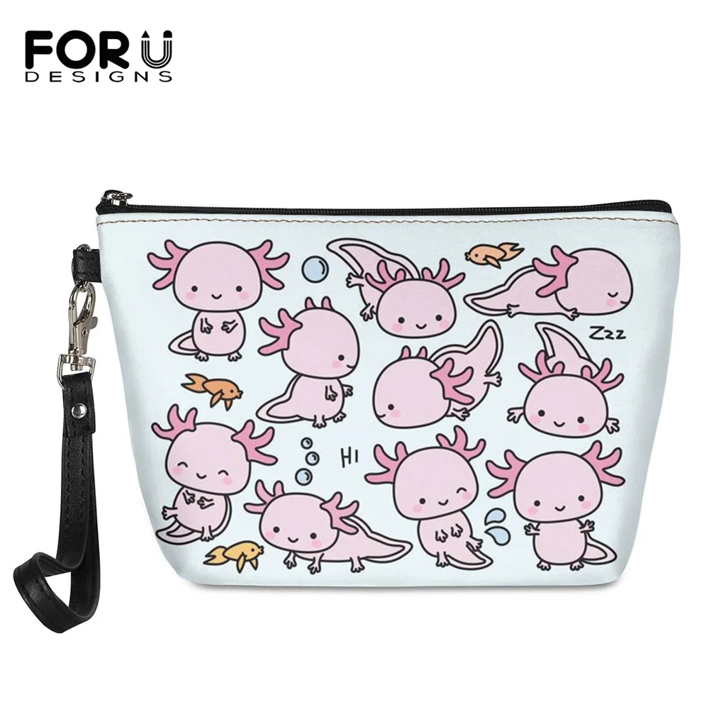 

FORUDESIGNS очаровательные Axolotls косметические чехлы с художественным принтом женские сумки для макияжа женская сумка для хранения губной помад...
