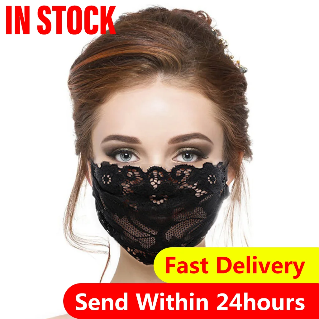 

1pc Solid Delicate Lace Cycling Mouth Face Masque Comfortable Outdoor Breathing Fashion Earloop Masque Halloween Cosplay