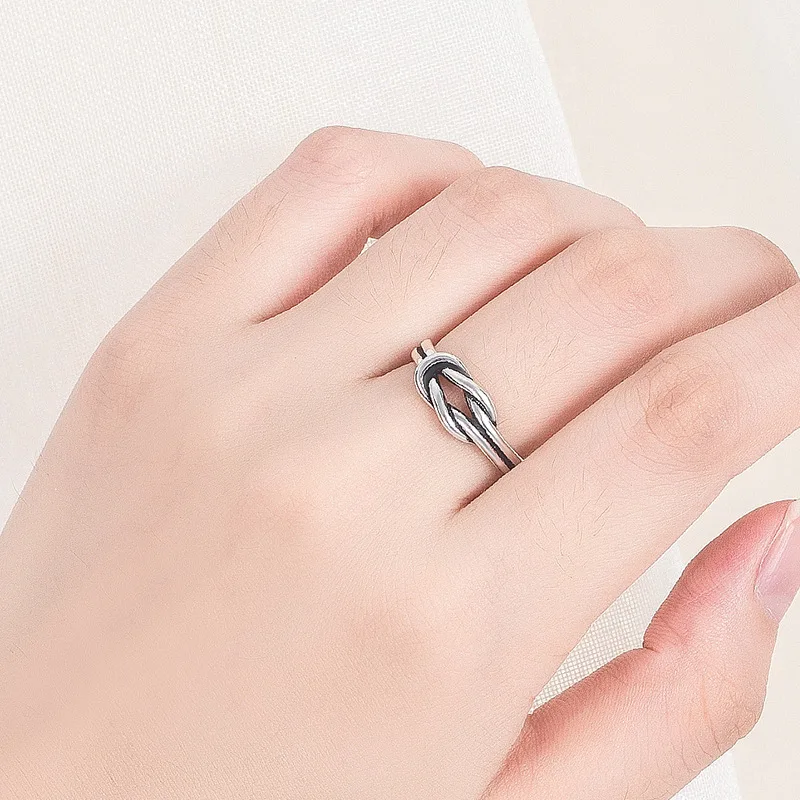 

Punk 925 Sterling Silver Heart Rings For Women Adjustable Size Finger Ring Fashion Sterling Silver Jewelry