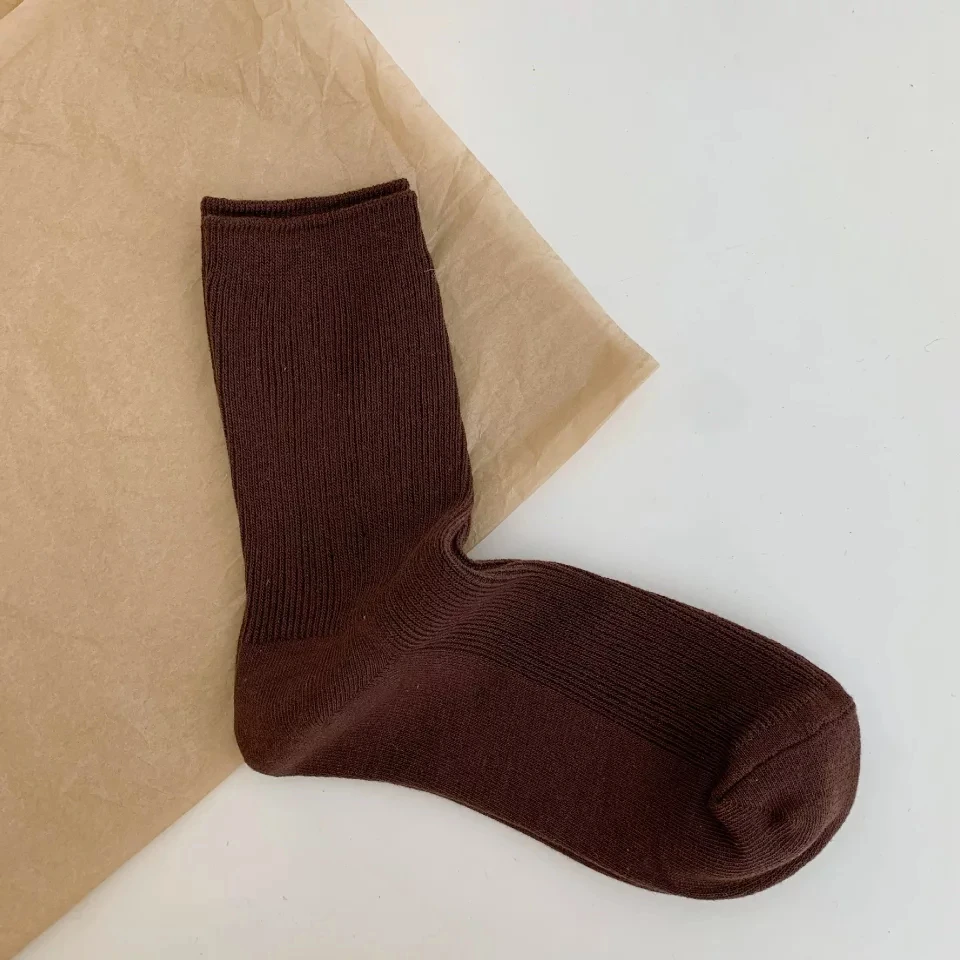 

Female autumn and winter ins wild tube socks solid color double needle pile socks ladies Japanese tide socks