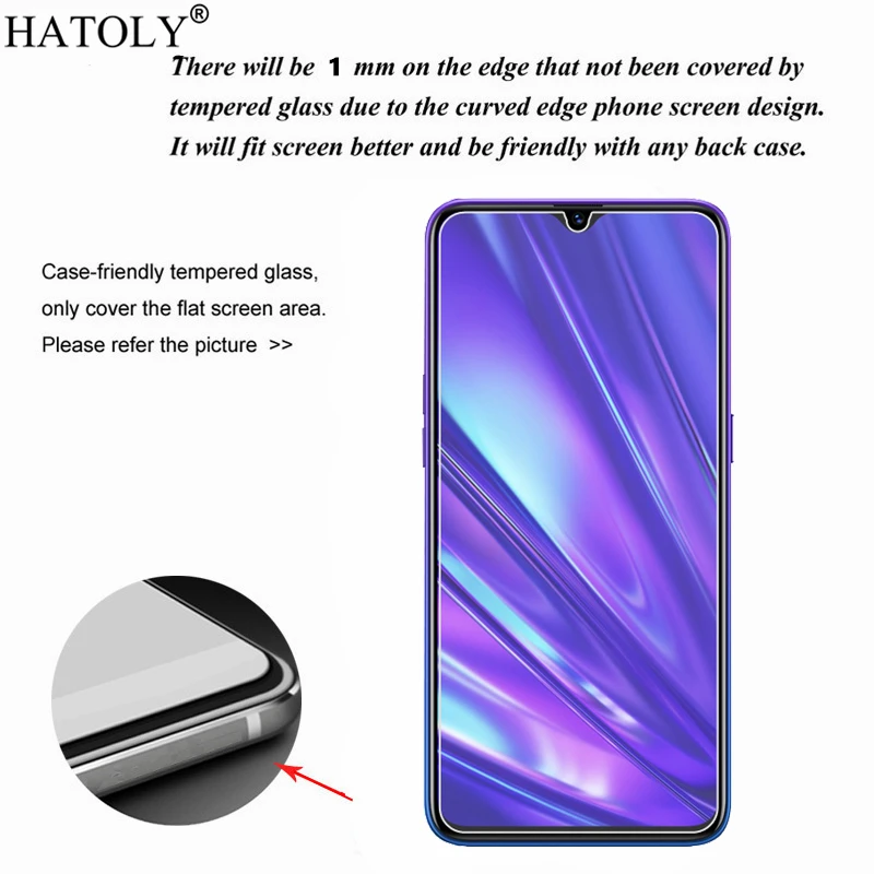 Pel&iacute;cula de vidrio templado para OPPO Realme 5 Pro, Protector de pantalla de tel&eacute;fono duro con pegamento 9H, vidrio para Realme 5 Pro, 2 uds.-1