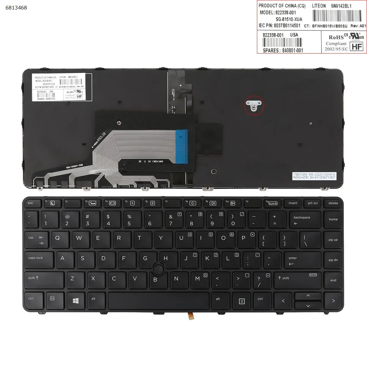 

US QWERTY English New Replacement Keyboard for HP Probook 640 G2 645 G2 640 G3 645 G3 Laptop with Backlit & Pointer