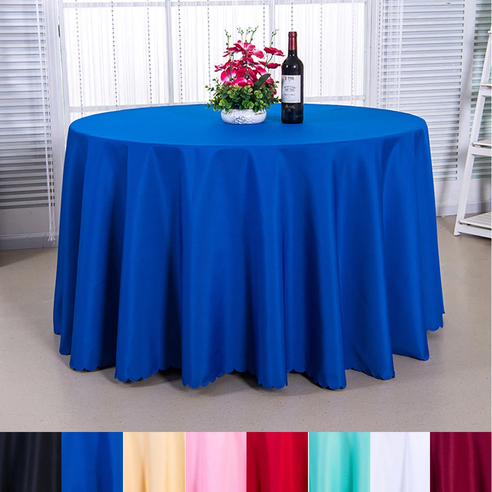 Однотонная скатерть из полиэфирной ткани на свадьбу день рождения круглый стол