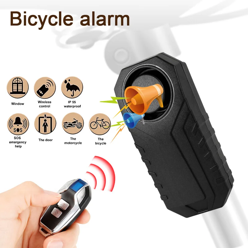 Беспроводной велосипедный сигнализатор 113db с защитой от кражи и