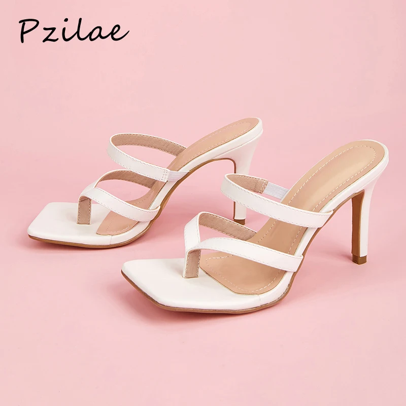 Pzilae/Новые модные женские шлепанцы Летние вьетнамки с узкими лентами Пикантные на