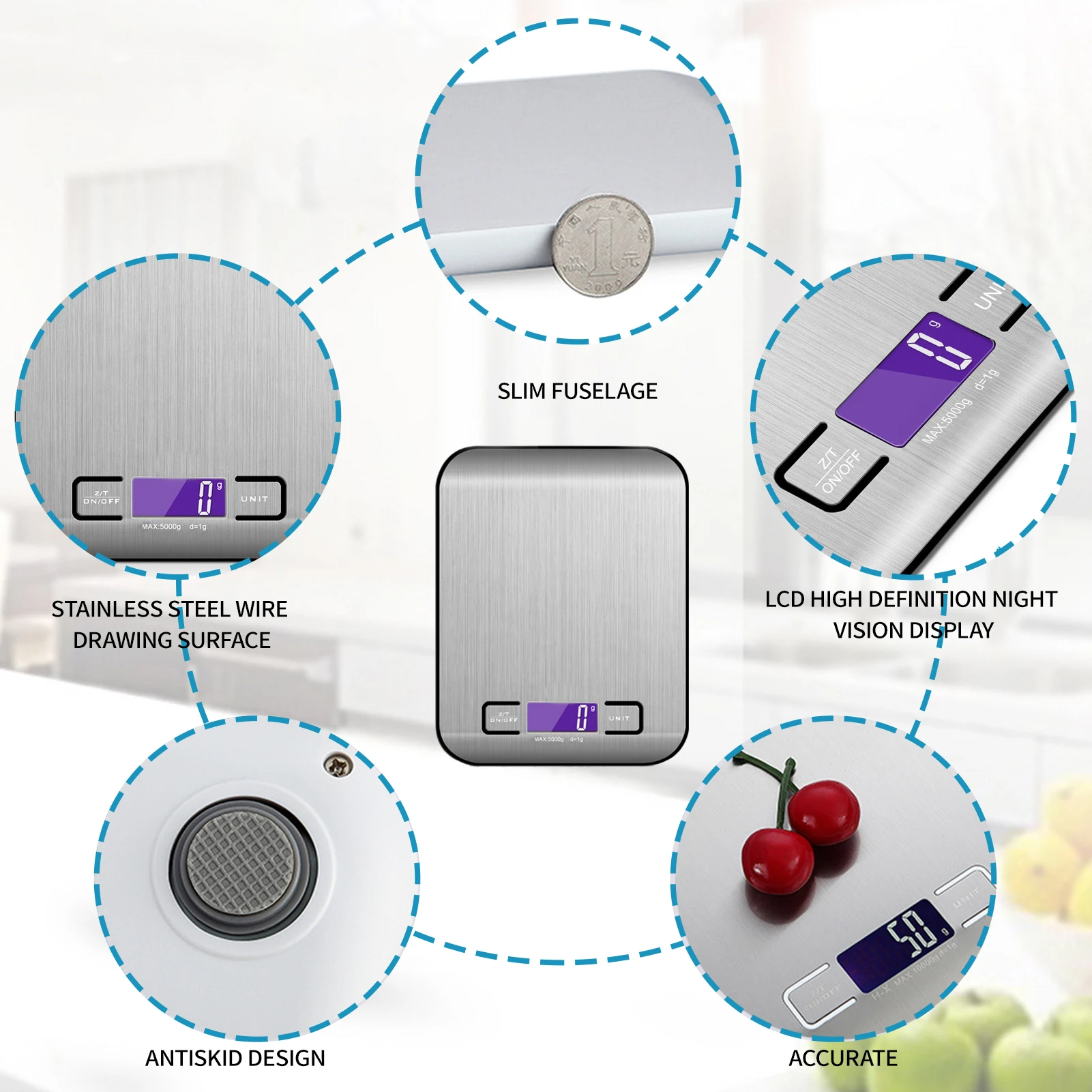 

High Precision Kitchen Scale Digital Food Scale Measures in Grams and Ounces for Cooking and Baking