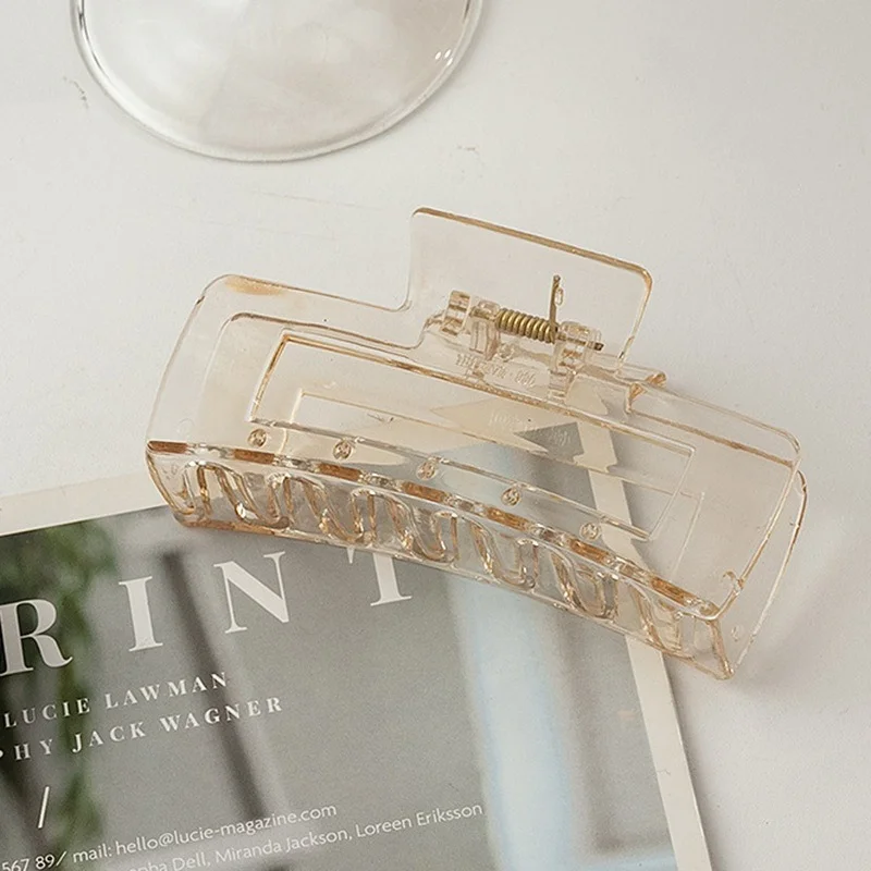 

Классический простой акриловый каучуковый зажим для волос, Большая квадратная женская заколка для хвоста, прозрачная заколка для хвоста, а...