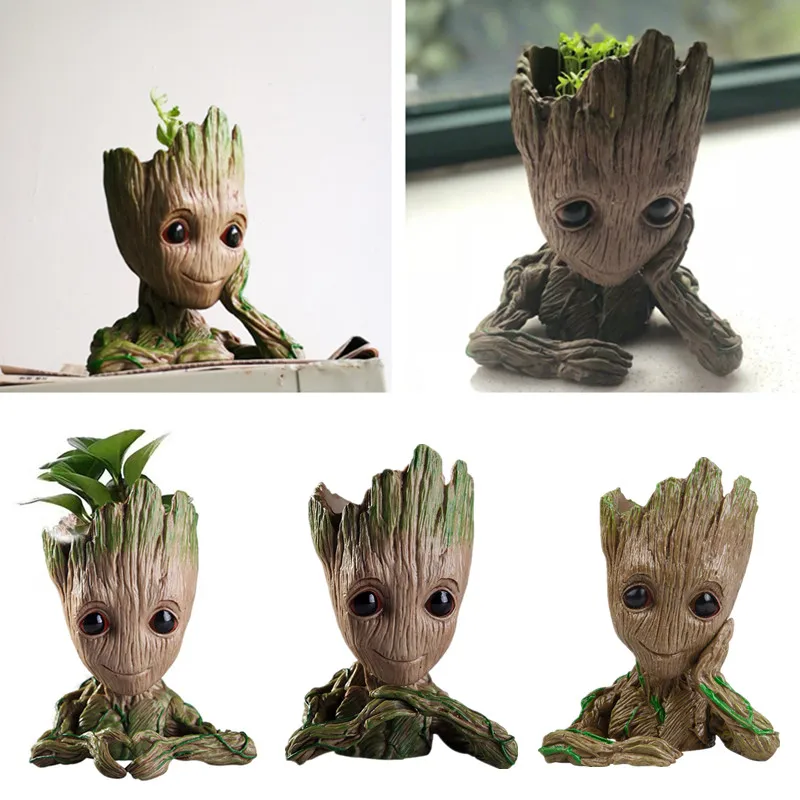 Aquarium Decoration Tree Baby Groot Figure Aquarium Water Plant Bonsai Pot Decor Fish Tank Ornament Stone Cave for Fish Shrimp