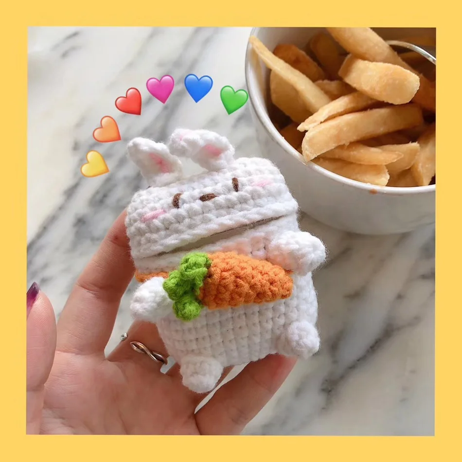 887BD 3D Cute Earphone Case for Airpods Case Cartoon Knitted plush Cover for Apple Airpods 2 Case Bear Teddy Dog Rabbit Earpods Case - Цвет: 887BD