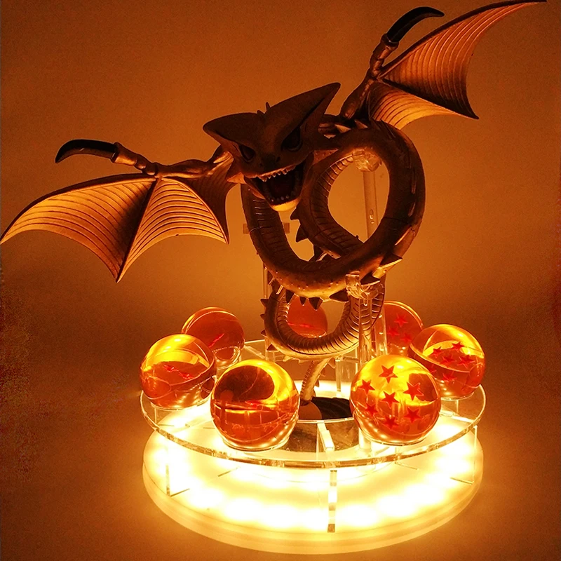 yellow lamp shenron4 15 см Dragon Ball Shenron figulas прикроватная лампа Dragon Ball Z рисунок ночной Светильник Shenlong+ 7 шт 3,5 см шарики+ акриловая полка DBZ - Цвет: yellow lamp shenron4