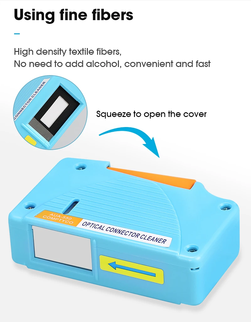Optical Fiber End Face Cleaning Box Fiber Wiping Tool Pigtail Cleaner Cassette Ftth Optic Fiber Cleaner Tools for SC/ST/FC