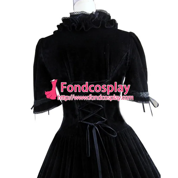 

Gothic Lolita Punk Medieval Gown Black Velvet Ball Long Evening Dress Jacket Tailor-made[CK1384]