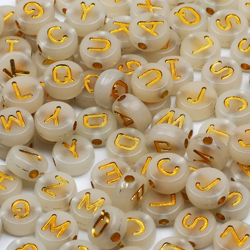 

10x4mm 50/100/200pcs Glow In Dark Gold Letter Acrylic Beads Round Loose Beads For Jewelry Making DIY Bracelet Necklaces Supplies