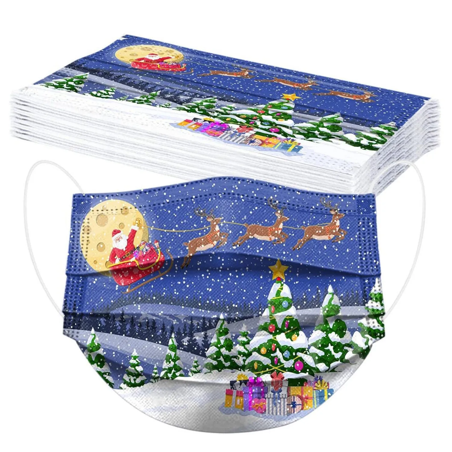 

10pc Christmas Cosplay Mask Adults Disposable Face Mask 3-layer Non-woven Fabric Party Masks Breathable Mascarillas Christmas