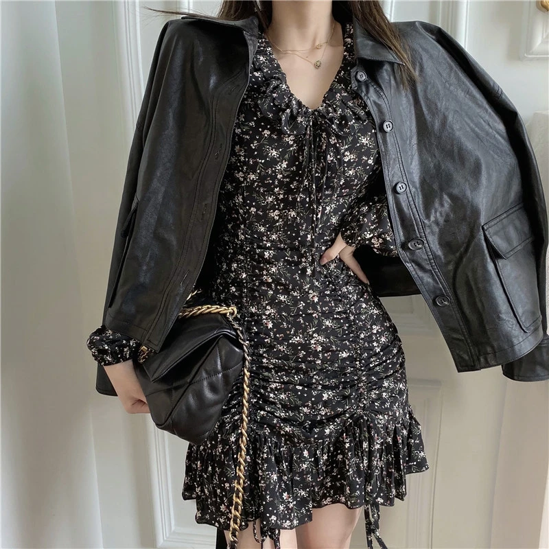 RICININA Floral Print Dress Peter Pan Collar Lantern Sleeve Ruffles Sexy Mini Spring Casual Short Ladies Dresses 2020 | Женская одежда
