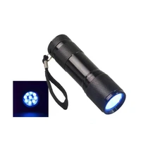 mini 9 led flashlight uv money detector flashlight 365nm ultraviolet torch household protable outdoor camping riding light