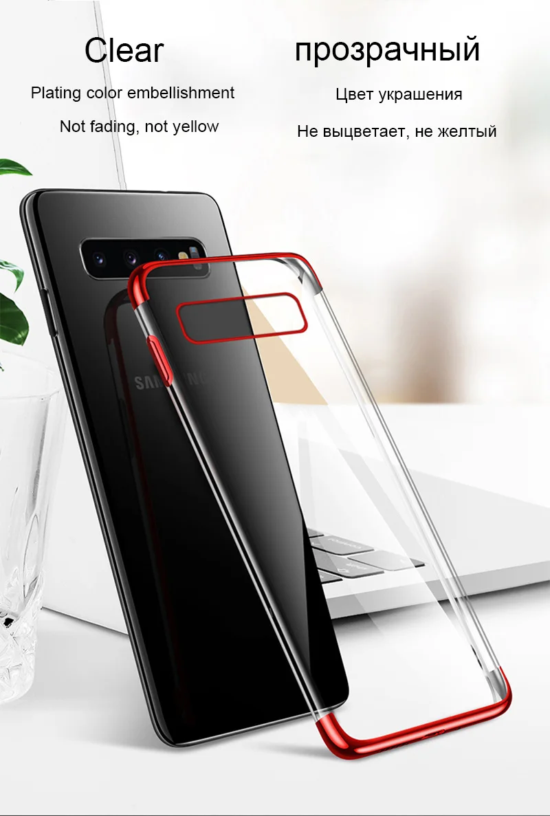 

For Galaxy S9 S10 S20 Plus Note 9 Transparent TPU Silicone Case A20 A30 A40 A50 A50S A60 A70 M40 Phone Cover Phone Case