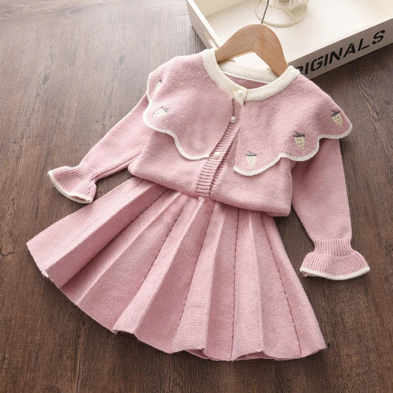 

Baby Newborn Girls Warm Clothing 2pieces Sets Cute New Baby Knitted Clothes Infant Toddler Tops Shirts And Skirts Suits For Girl