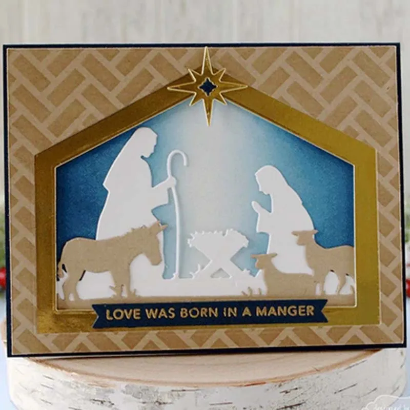 

Christmas Blessing In Manger Metal Cutting And Etching Knife Die Scrapbook Process Card Die Handmade Carbon Steel Knife Die