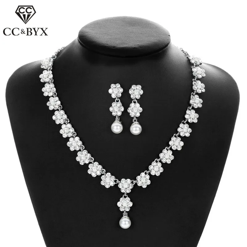 CC свадебные аксессуары для невесты женские серьги гвоздики и ожерелье 2 шт.