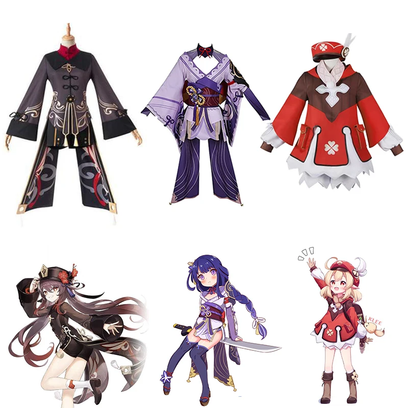 

Anime Genshin Impact Hutao Klee Baal Raiden Shogun Cosplay Costume Wig Women Christmas Halloween Party Clothes Full Set Costume