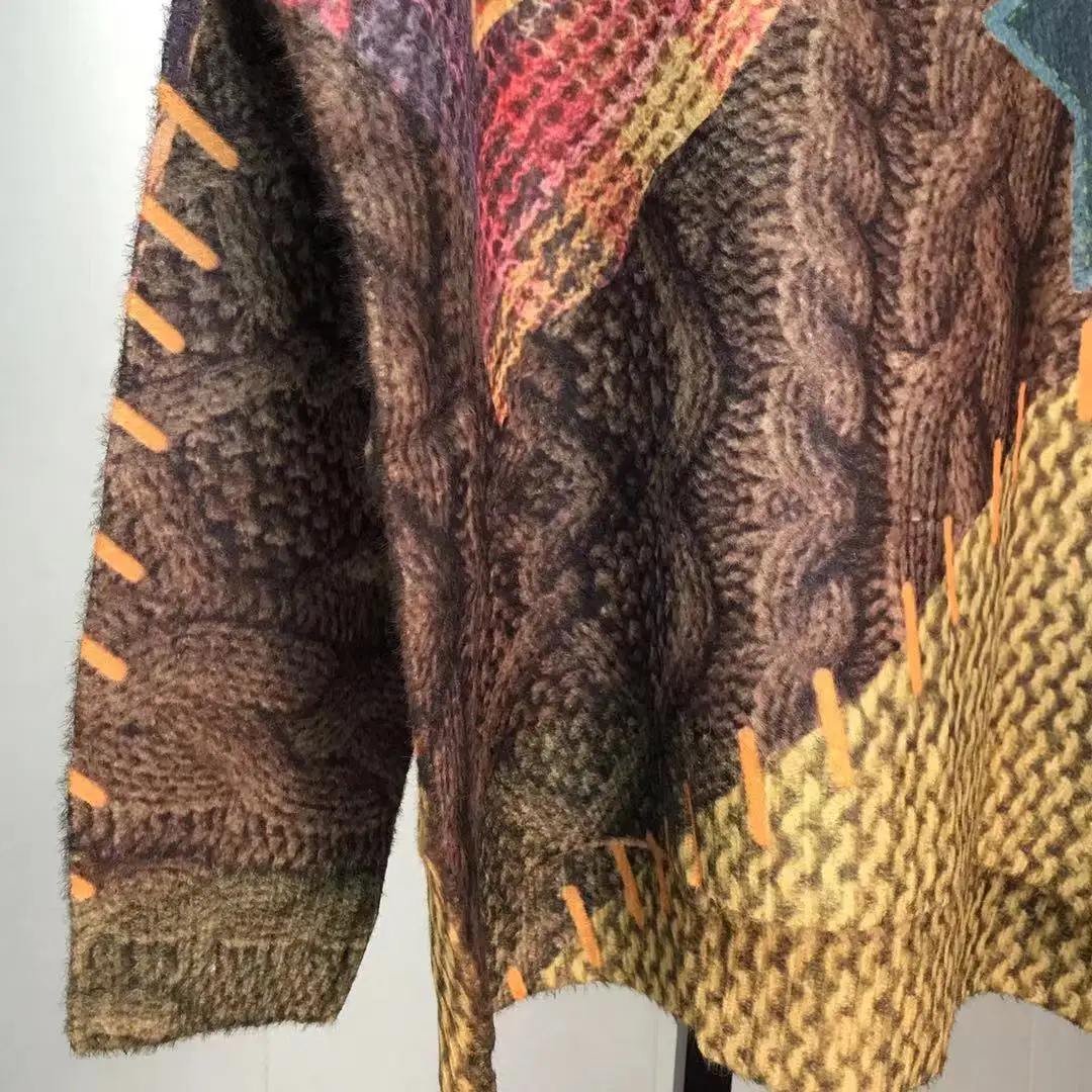 

EBAIHUI Casual Mink Cashmere Turtleneck Sweater Printed Jumpers Women 2021 Autumn Winter Vintage Soft Female Knitted Pullovers