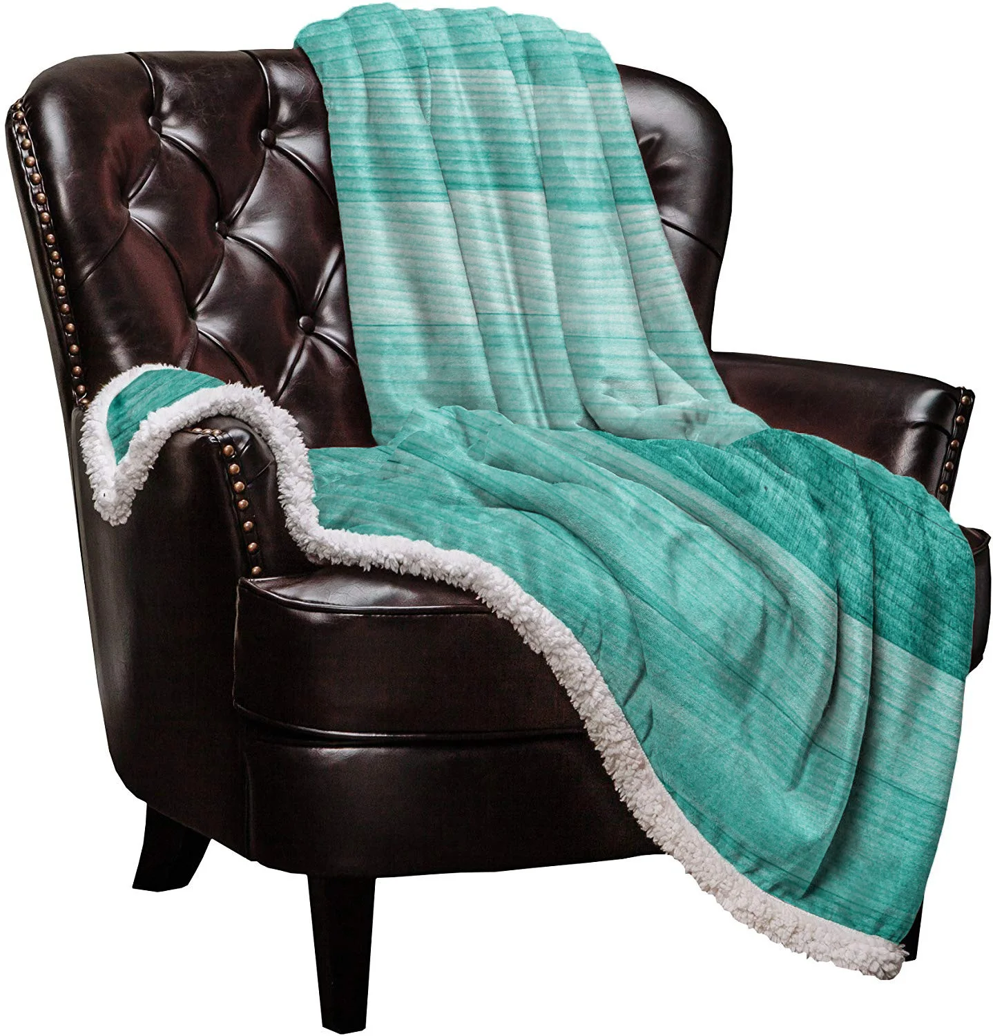 Бирюзовое деревянное покрывало флисовое персонализированное толстое | Дом и сад