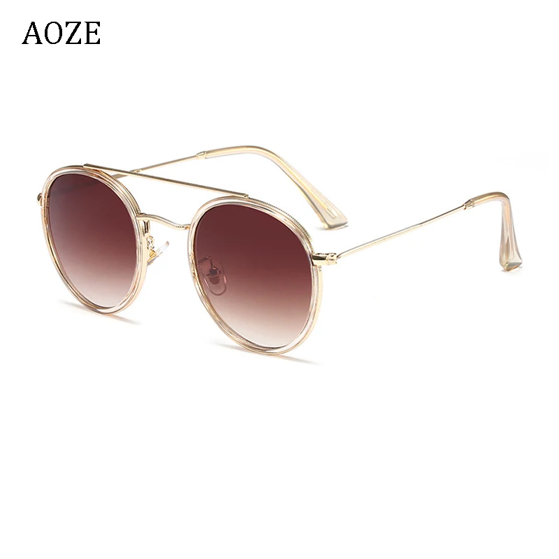 

AOZE 2019 Fashion gradient Modern style round Metal Sunglasses classic Design Vintage brand Sunglasses gafas de sol mujer UV400