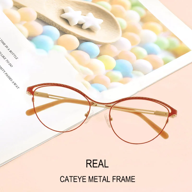 Классические красочные женские очки Cateye из нержавеющей стали полная оправа по