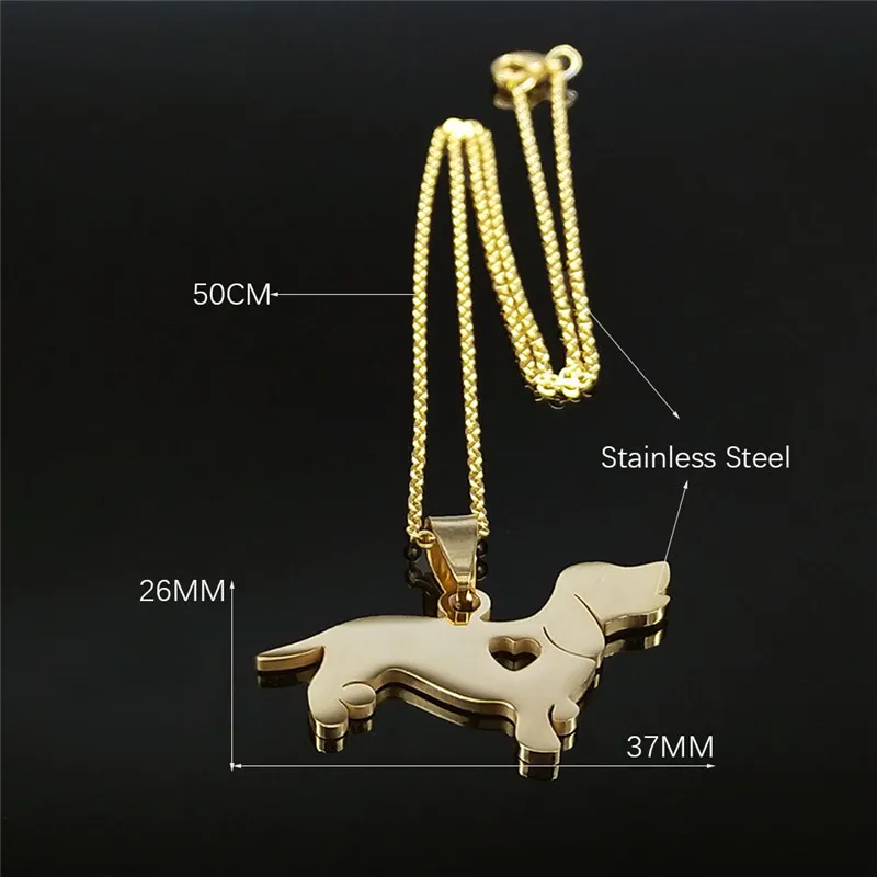 

2021 Little Dachshund Stainless Steel Necklaces Women/Men Gold Color Pendant Necklace Jewelry bijoux femme N928S01