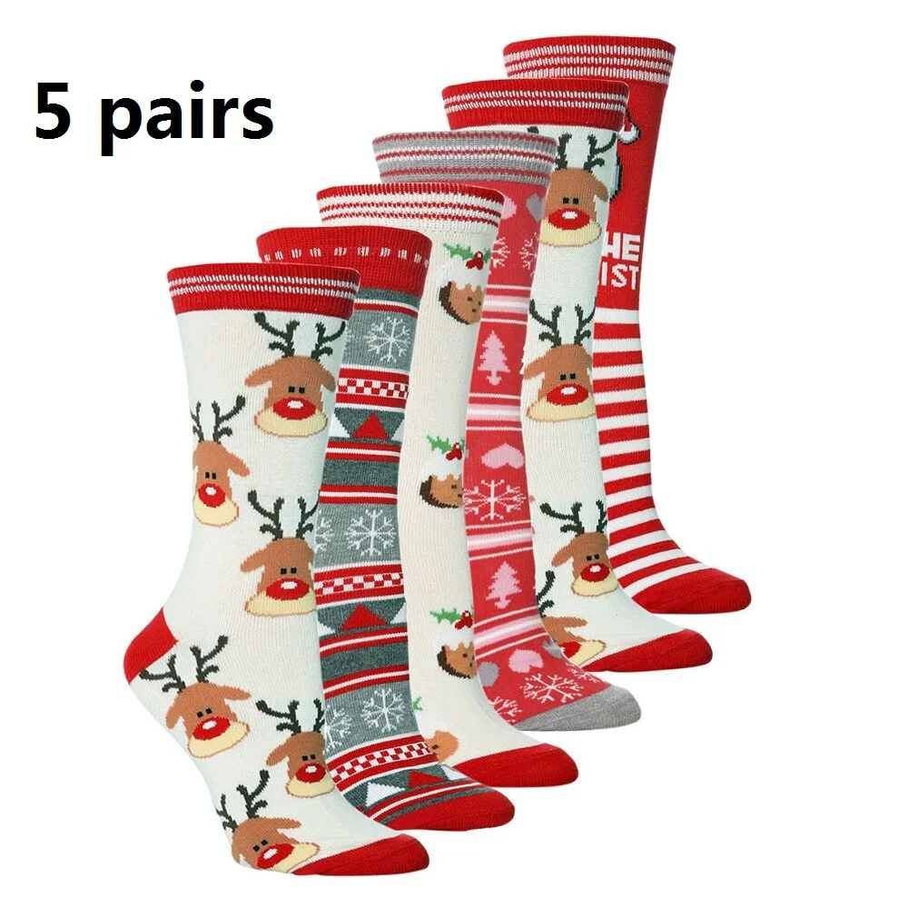 Cotton Christmas Sock 5pairs women happy casual funny compressio men sock autumn New Year calcetines mujer skarpetki cute meias