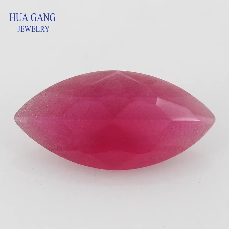 

5# Rose Red Marquise Shape Matte Bottom Princess Cut Loose Glass Beads Synthetic Gems For Jewelry Size 1.5x3~10x20mm