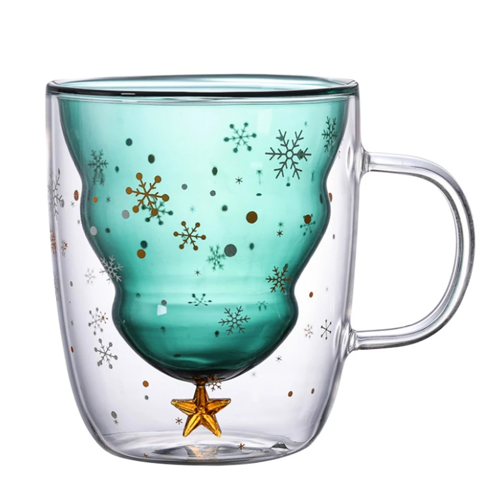 Новогодняя инновационная стеклянная термостойкая кофейная кружка двойная чашка