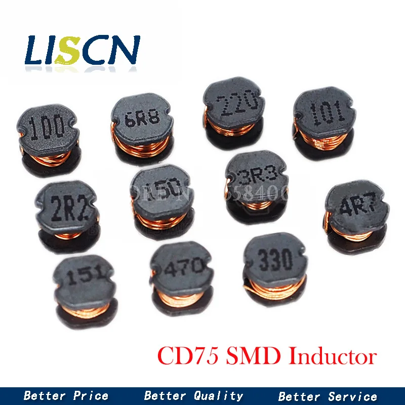 10 шт. силовой индуктор SMD CD75 3 UH 2 4 7 6 8 10uH 22uH 33uH 47uH 100uH 150uH 220uH 470uH 100 220 330 470 101