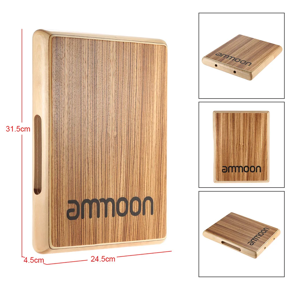 

Ammoon Compact Travel Cajon плоский ручной барабан инструмент 31,5*24,5*4,5 см